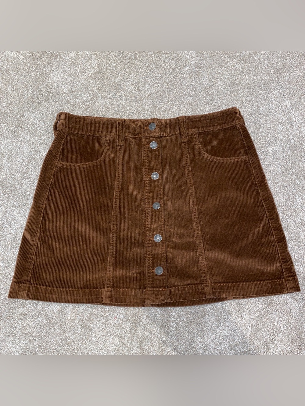 American Eagle Outfitters A- Line Super High Rise Corduroy Skirt Brown Size 12